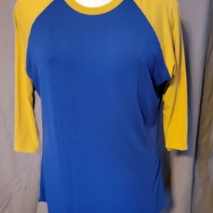 Lularoe Randy T, solid gold and blue